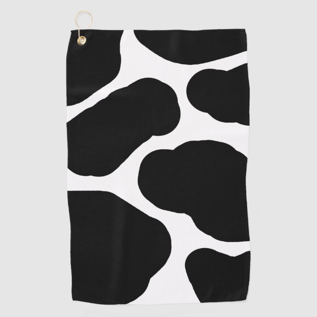 Serviette De Golf Motif des points de vache noirs et blancs (Devant)