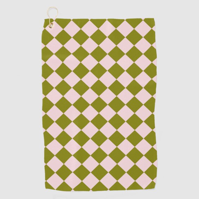 Serviette De Golf Motif diamant à carreaux rose vert (Devant)