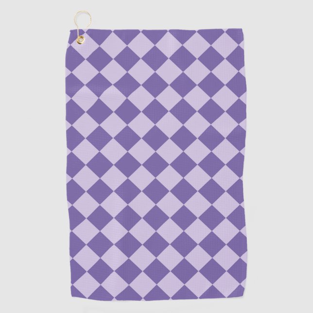 Serviette De Golf Motif diamant damier violet (Devant)