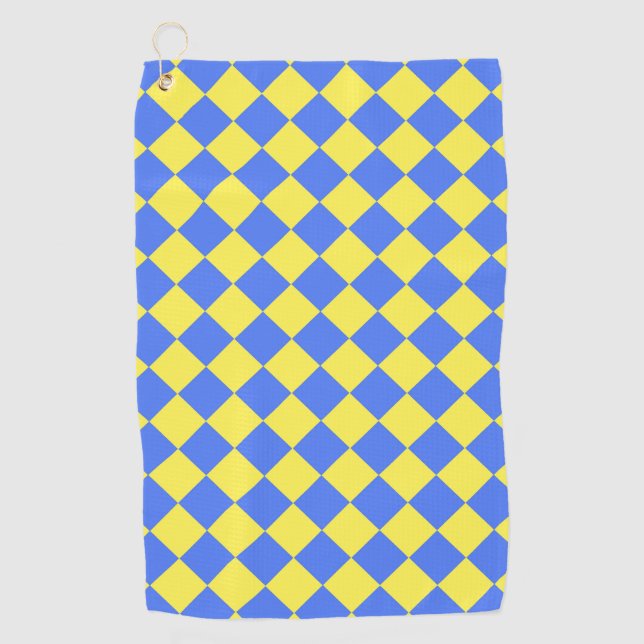 Serviette De Golf Motif diamant jaune Checker bleu (Devant)