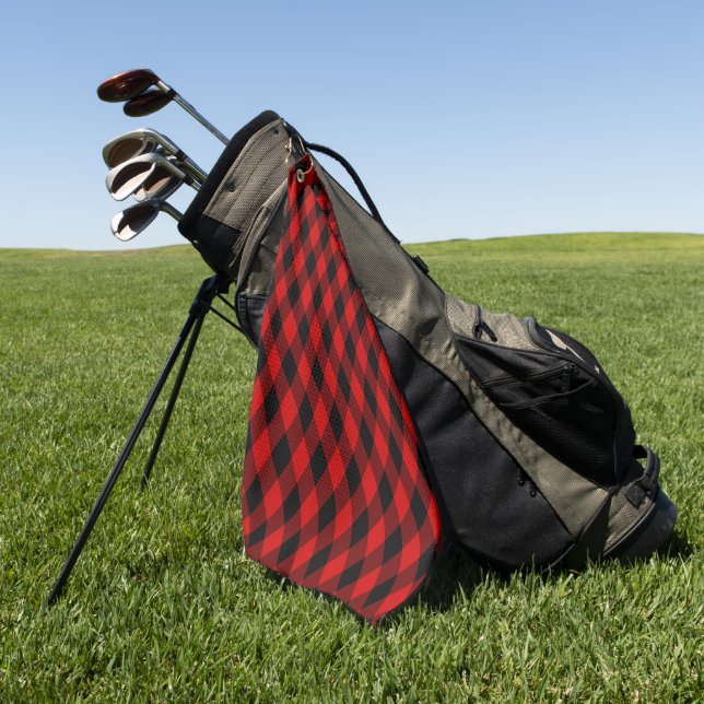Serviette De Golf Motif diamant noir et rouge classique (Vert)