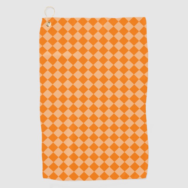 Serviette De Golf Motif diamant Orange Checker (Devant)