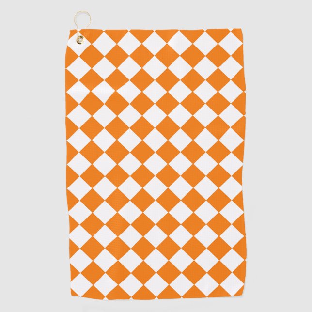 Serviette De Golf Motif diamant Orange White Checker (Devant)