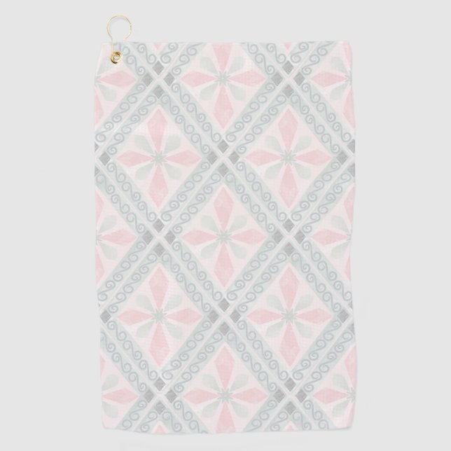 Serviette De Golf Motif diamant pastel vert et rose (Devant)