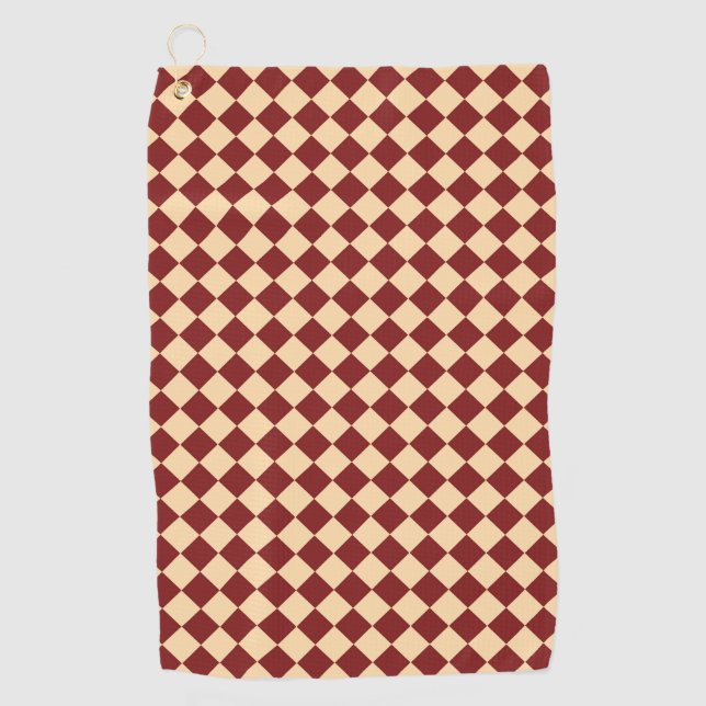 Serviette De Golf Motif diamant rouge jaune Checker (Devant)