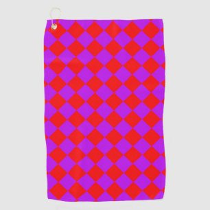Serviette De Golf Motif diamant rouge pourpre Checker