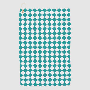 Serviette De Golf Motif diamant turquoise blanc Checker