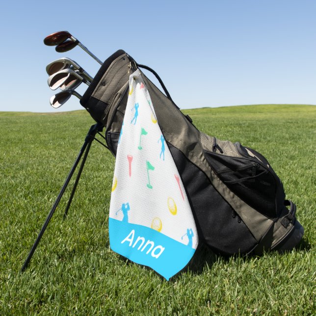 Serviette De Golf Motif d'icône de golfeuse personnalisé  (Vert)