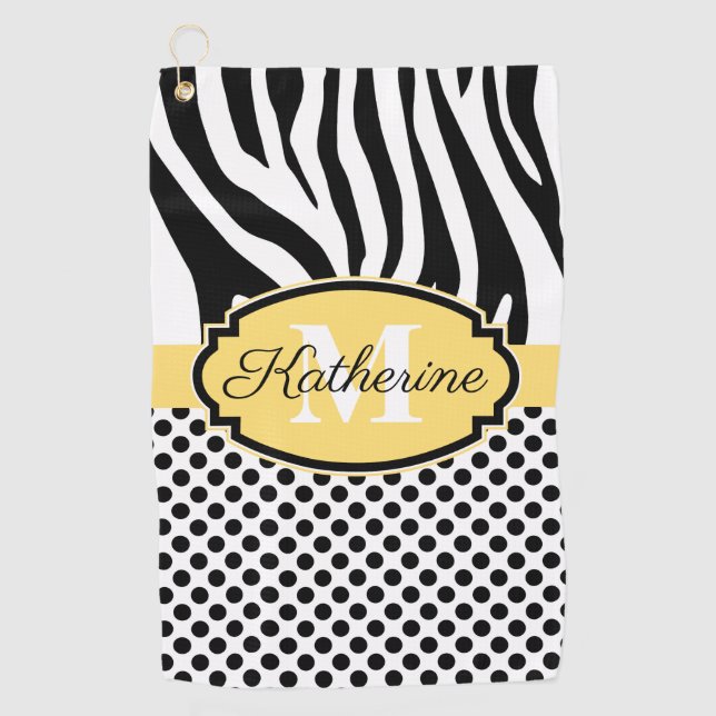 Serviette De Golf Motif d'impression et de points Zebra (Devant)