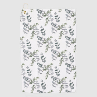 Serviette De Golf Motif élégant de feuilles d'eucalyptus vert sauge