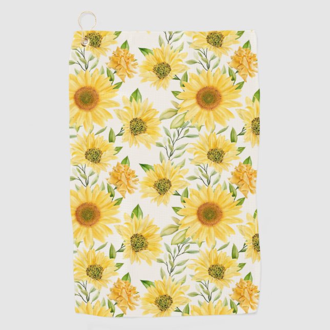 Serviette De Golf Motif élégant de tournesols jaunes (Devant)