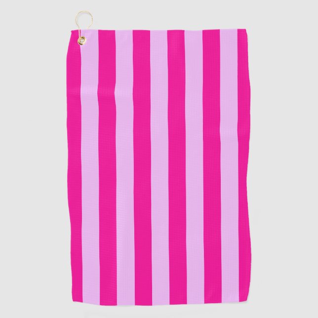 Serviette De Golf Motif en bande rose et magenta (Devant)