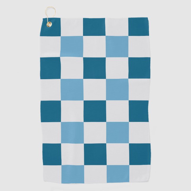 Serviette De Golf Motif en damier blanc et bleu (Devant)
