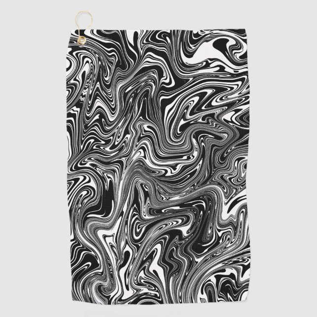 Serviette De Golf Motif en marbre Abstrait noir et blanc (Devant)