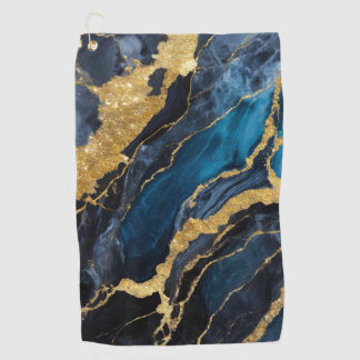 Serviette De Golf Motif en marbre bleu avec or
