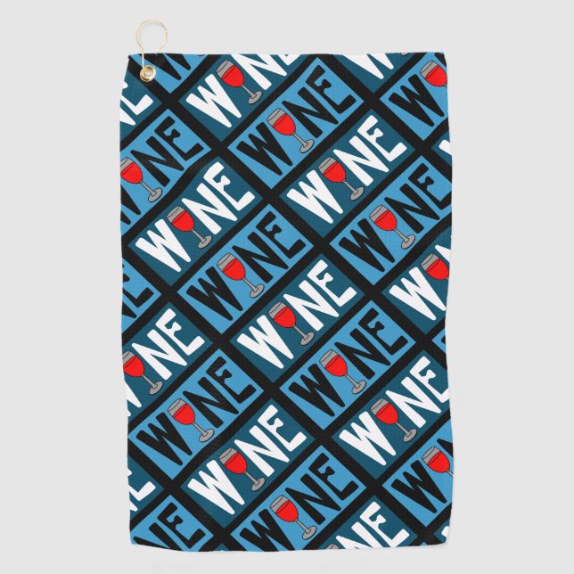 Serviette De Golf Motif en verre de vin rouge (Devant)