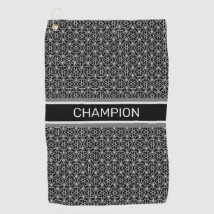 Serviette De Golf Motif étoile élégant en noir et gris argent clair