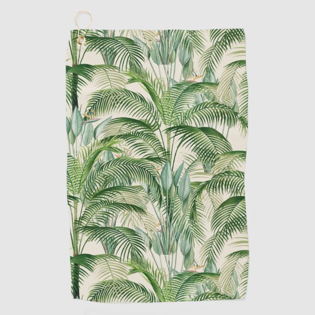 Serviette De Golf Motif Feuille de palme de feuillage tropical (Devant)