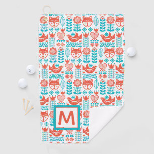Serviette De Golf Motif finlandais d'art populaire de Fox et