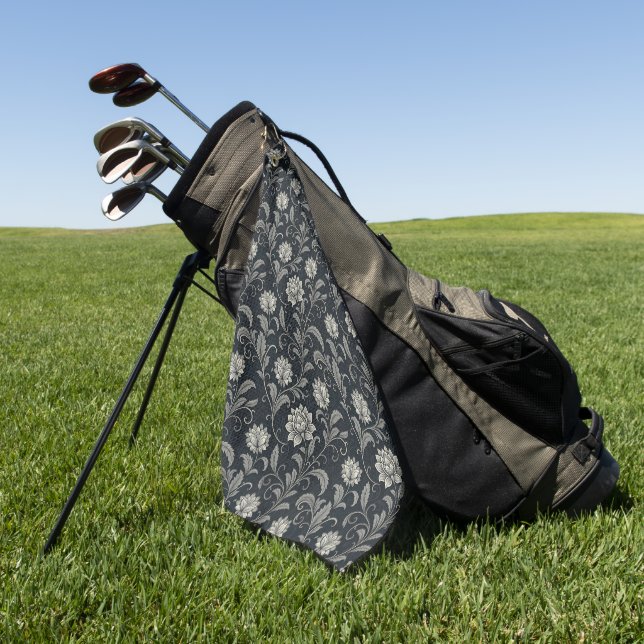 Serviette De Golf Motif Fleurs Gothiques (Vert)