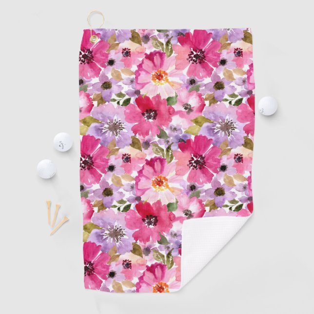Serviette De Golf Motif floral d'aquarelle d'été (En situation)