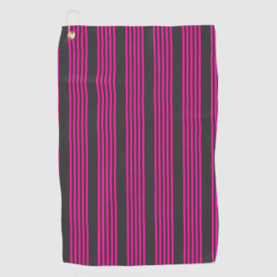 Serviette De Golf Motif Fuchsia et charbon de bois cinq bandes