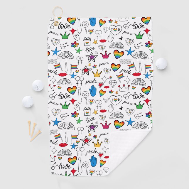 Serviette De Golf Motif Gay pride Doodle (En situation)
