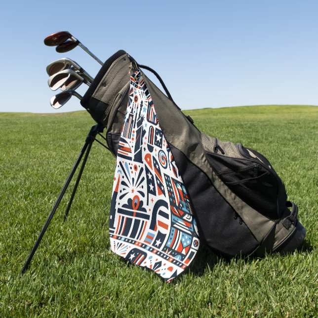 Serviette De Golf Motif Génératif du 4 Juillet (Vert)