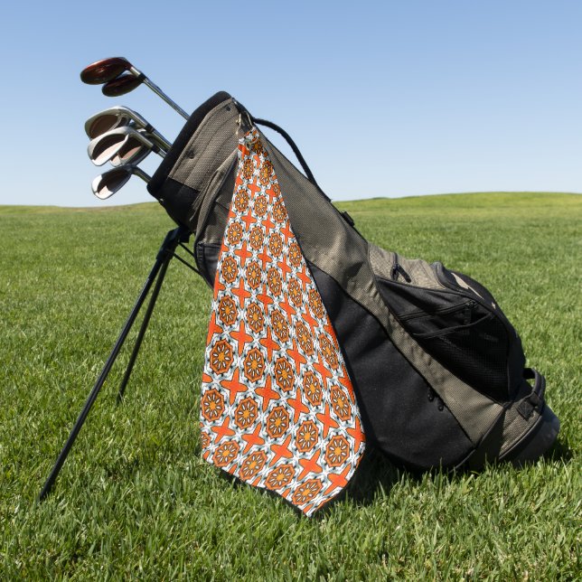 Serviette De Golf Motif géométrique orange, bleu et blanc (Vert)