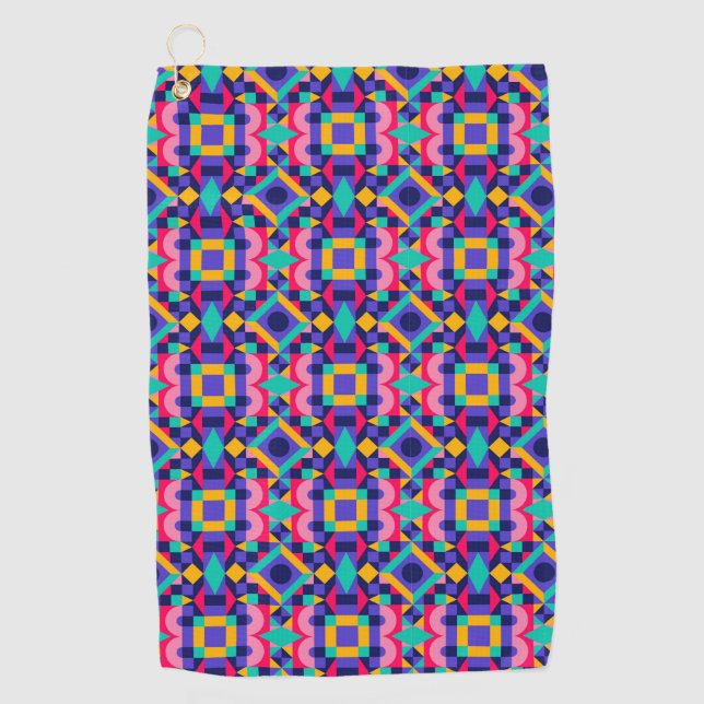 Serviette De Golf Motif géométrique vibrant avec du rose (Devant)