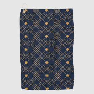 Serviette De Golf Motif Gold art déco sur arrière - plan bleu foncé