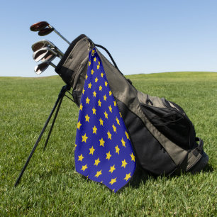 Serviette De Golf Motif Gold Stars, Bleu Marine, Exclusive
