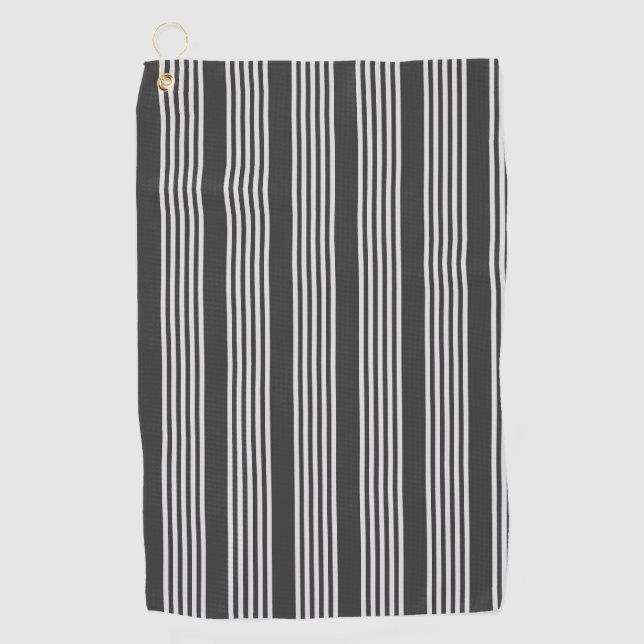 Serviette De Golf Motif gris clair et charbon cinq bandes (Devant)