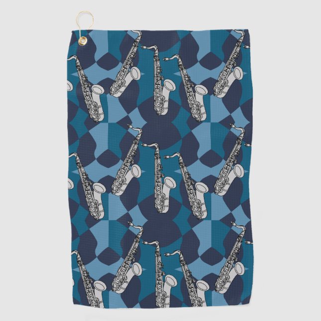 Serviette De Golf Motif gris saxophone (Devant)