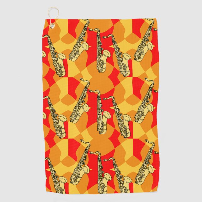 Serviette De Golf Motif gris saxophone (Devant)