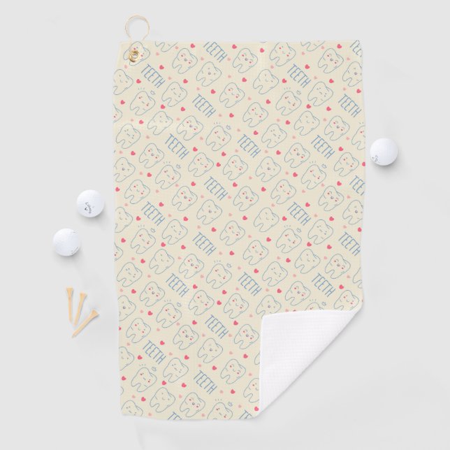 Serviette De Golf Motif heureux en pastel de dents (En situation)