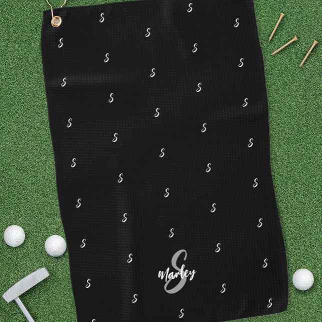Serviette De Golf Motif Initial Nom Monogramme Personnalisé Moderne  (Créateur téléchargé)