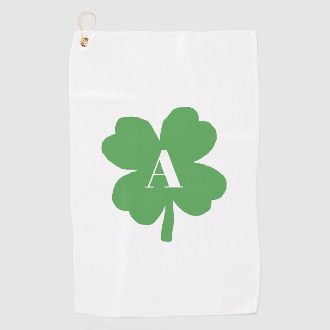 Serviette De Golf Motif irlandais Shamrock Monogramme (Devant)