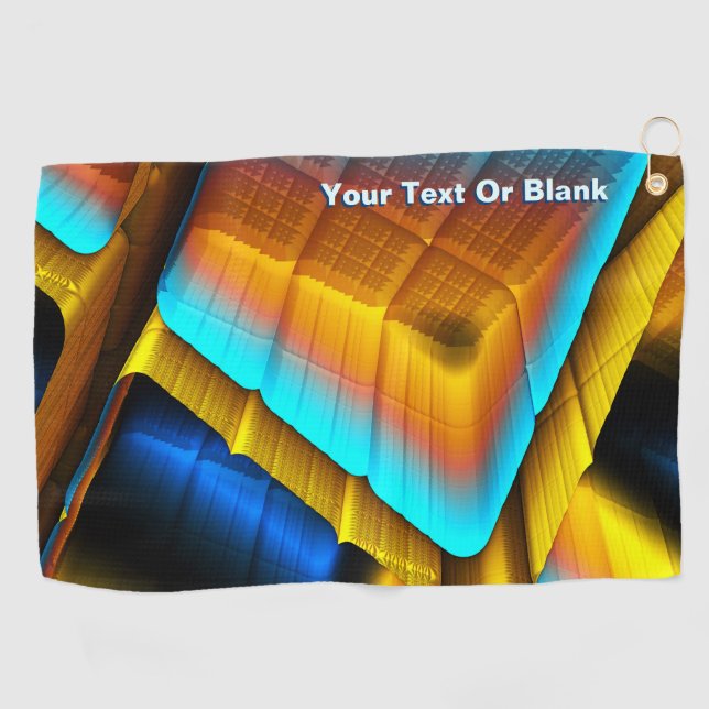 Serviette De Golf Motif métallique bleu-or 33 (Horizontal)