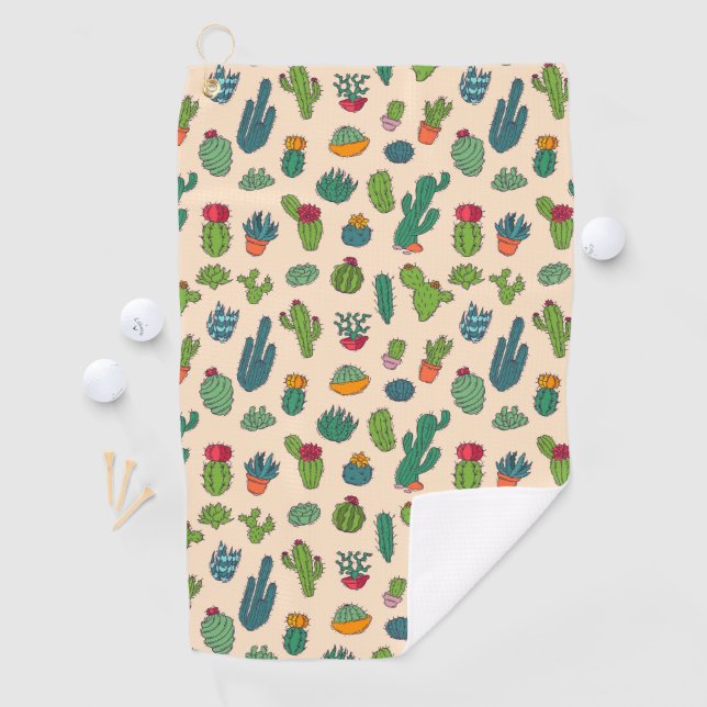 Serviette De Golf Motif mignon de position de cactus (En situation)