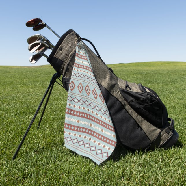 Serviette De Golf Motif mixte aztèque en bleu crème rouille (Vert)