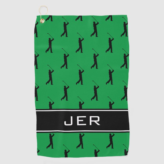 Serviette de golf motif Monogram Kelly Green (Devant)