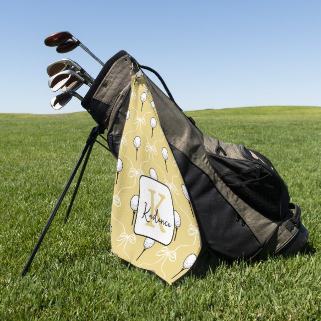 Serviette De Golf Motif Monogramme Blanc Jaune Prépa  (Vert)