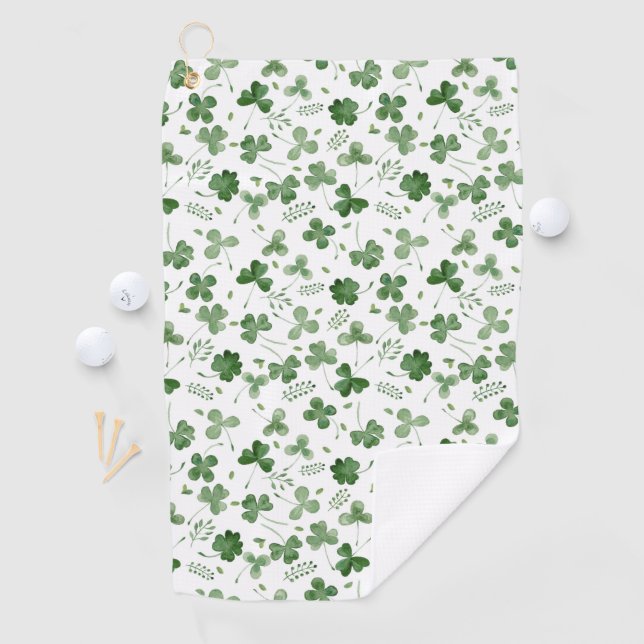 Serviette De Golf Motif mou de shamrock d'aquarelle