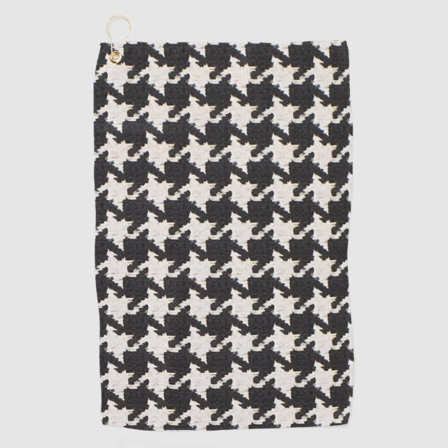 Serviette De Golf Motif pied-de-poule noir blanc (Devant)