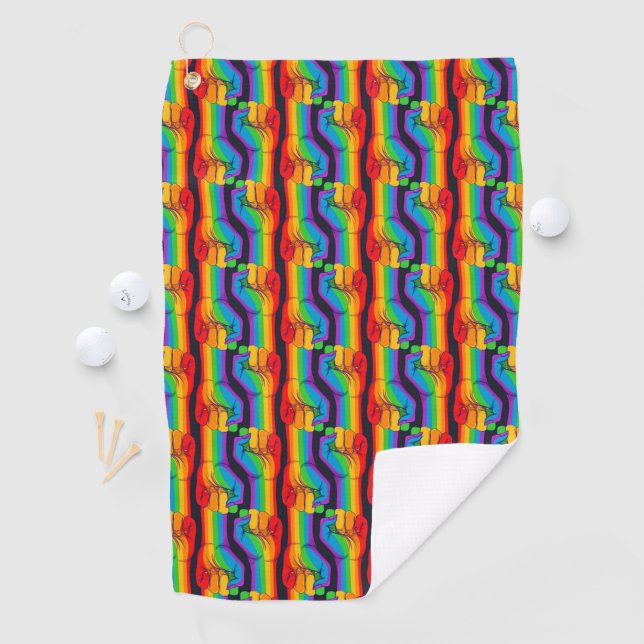 Serviette De Golf Motif Rainbow Fist (En situation)