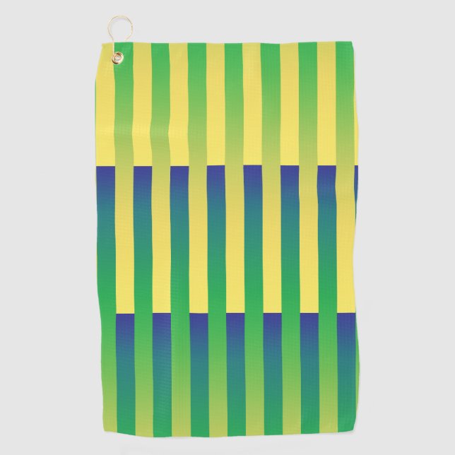 Serviette De Golf Motif rayé vert jaune bleu (Devant)