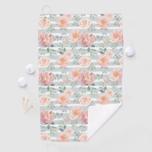Serviette De Golf Motif rose de rayure d'Alicia