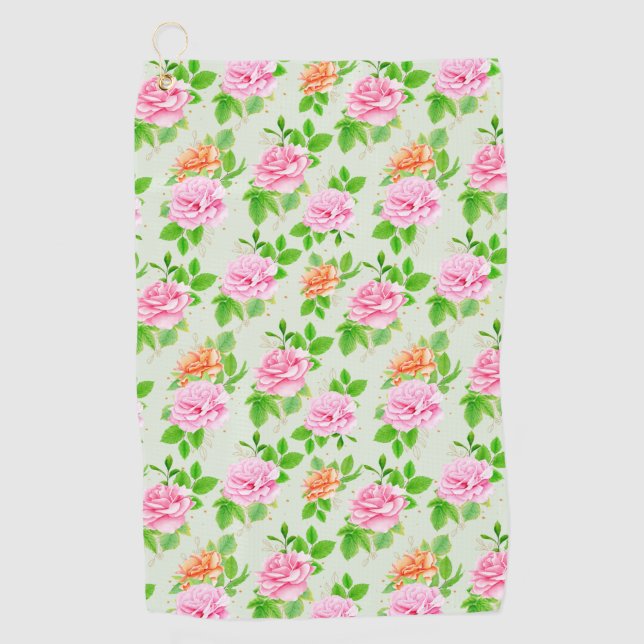 Serviette De Golf Motif Roses Roses Fleurs Rose (Devant)