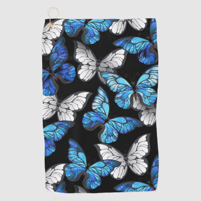 Serviette De Golf Motif sans couleur foncée avec papillons bleus Mor (Devant)